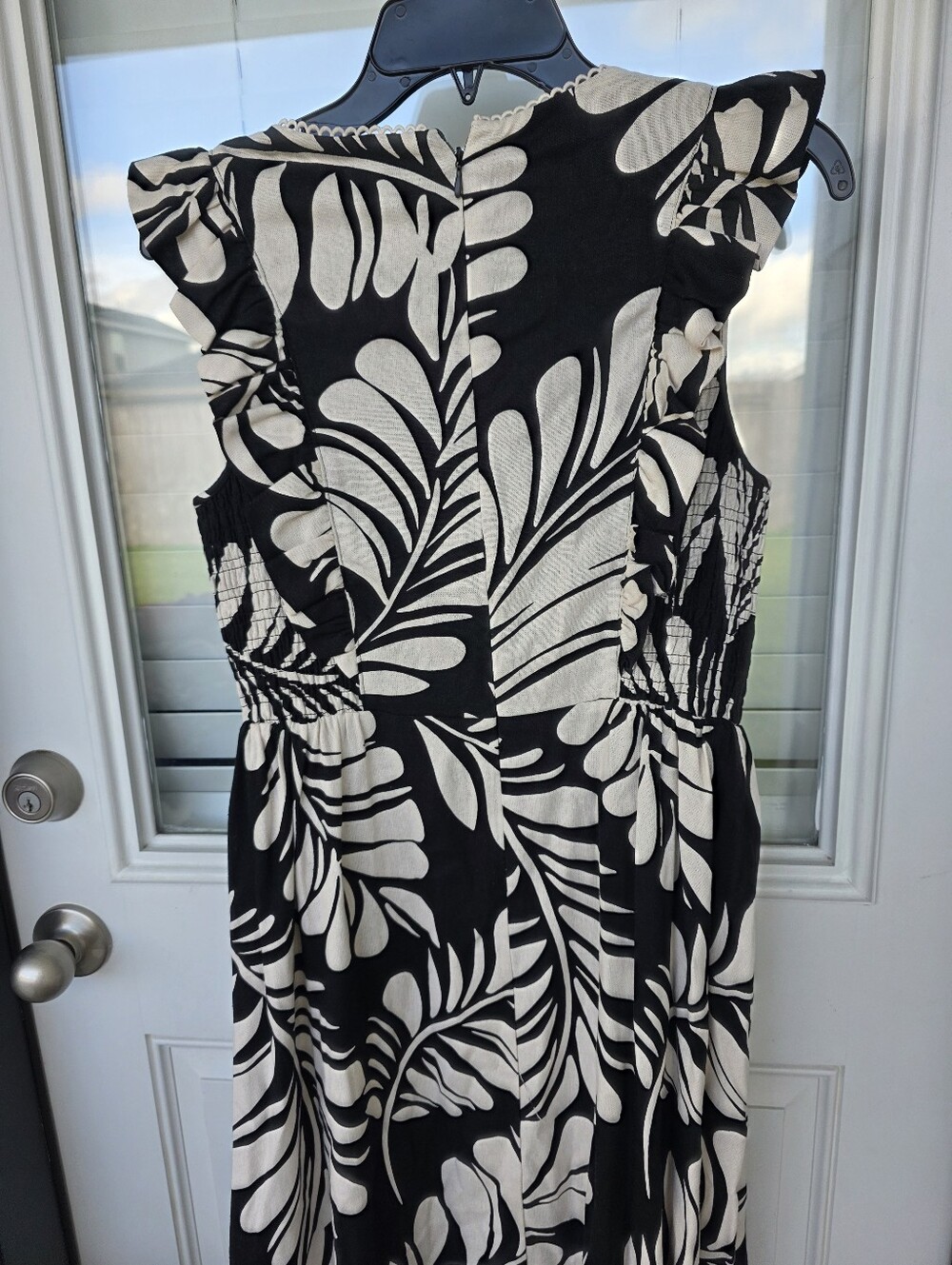 Anne Klein Black White Floral Midi Dress Women Size 2 Ruffle Sleeve V-Neck NWT - Picture 8 of 9